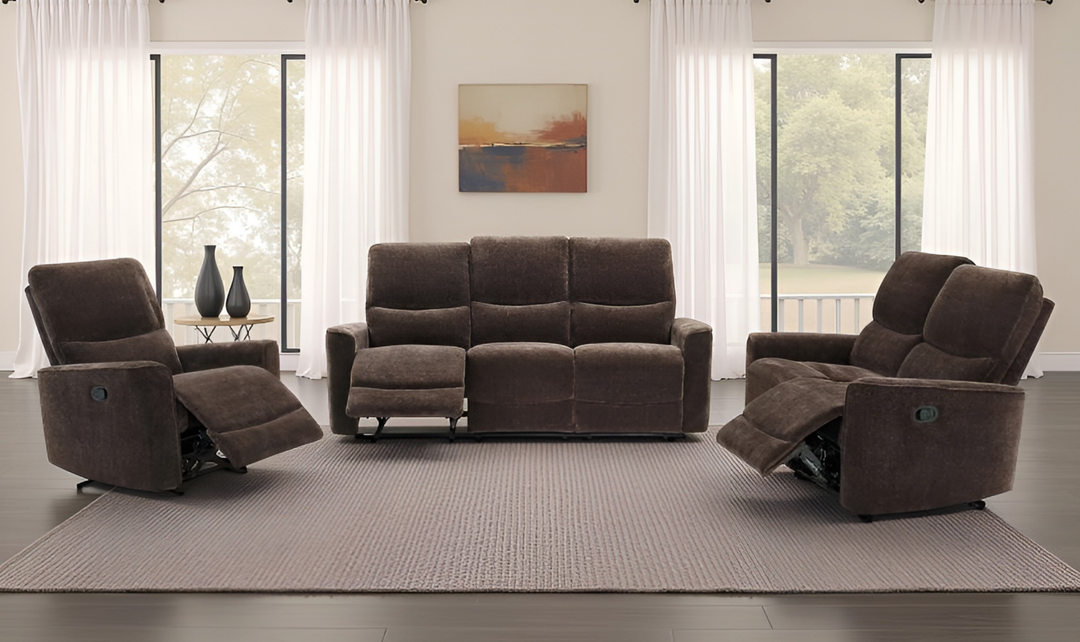 Modern Heritage Navarro Chenille Fabric Manual Reclining Sofa