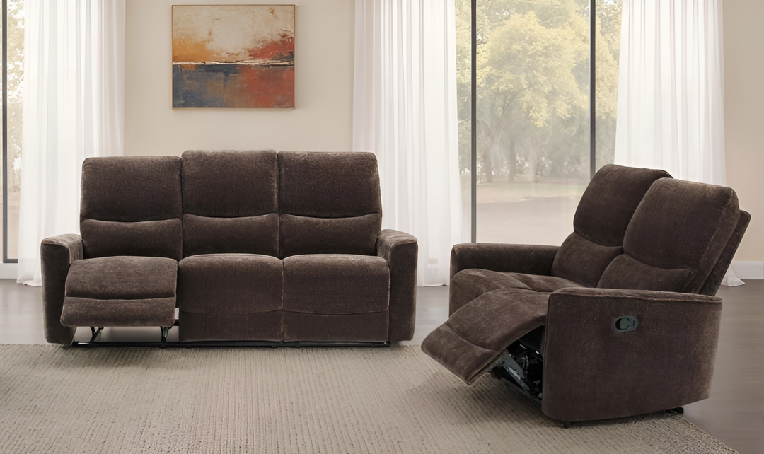 Modern Heritage Navarro Chenille Fabric Manual Reclining Sofa