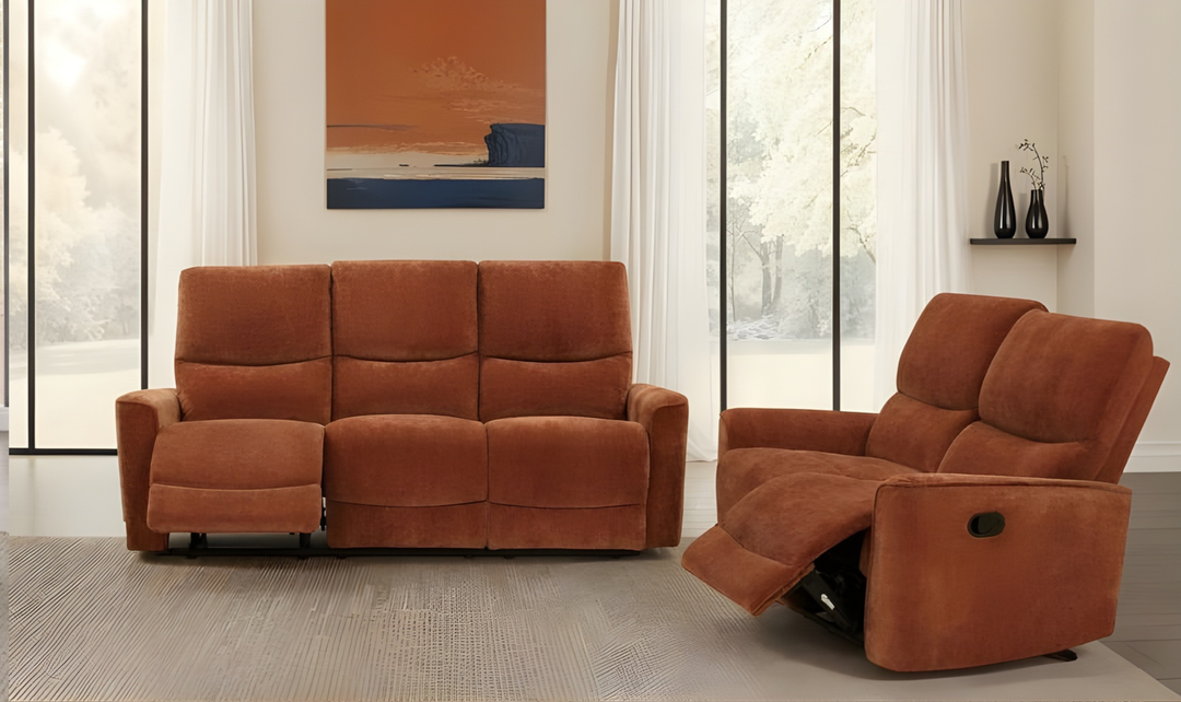 Modern Heritage Navarro Chenille Fabric Manual Reclining Sofa