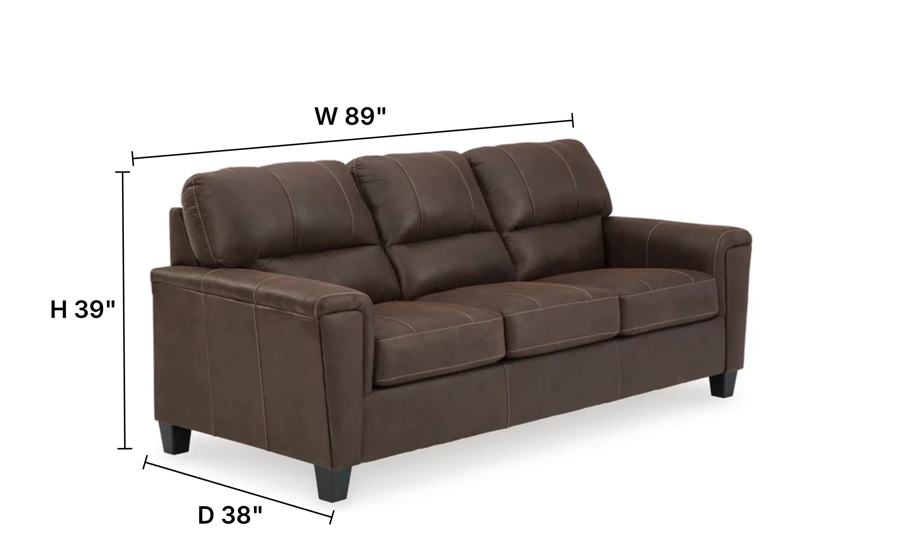 Modern Heritage Navi 3-Seater Faux Leather Sofa with Track Arms-Jennifer Furniture