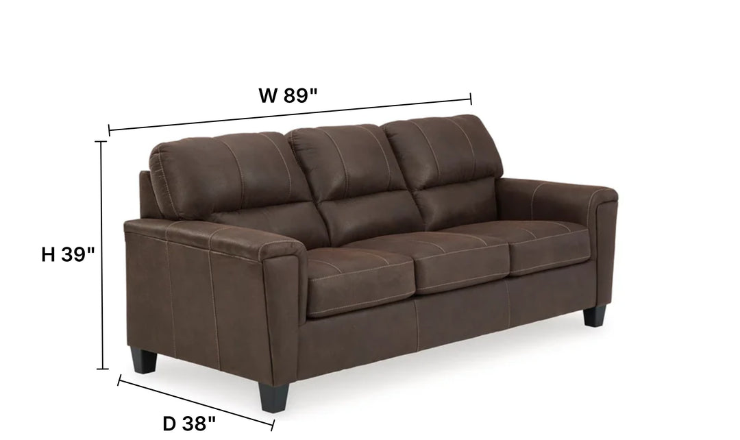 Modern Heritage Navi 3-Seater Faux Leather Sofa with Track Arms-Jennifer Furniture