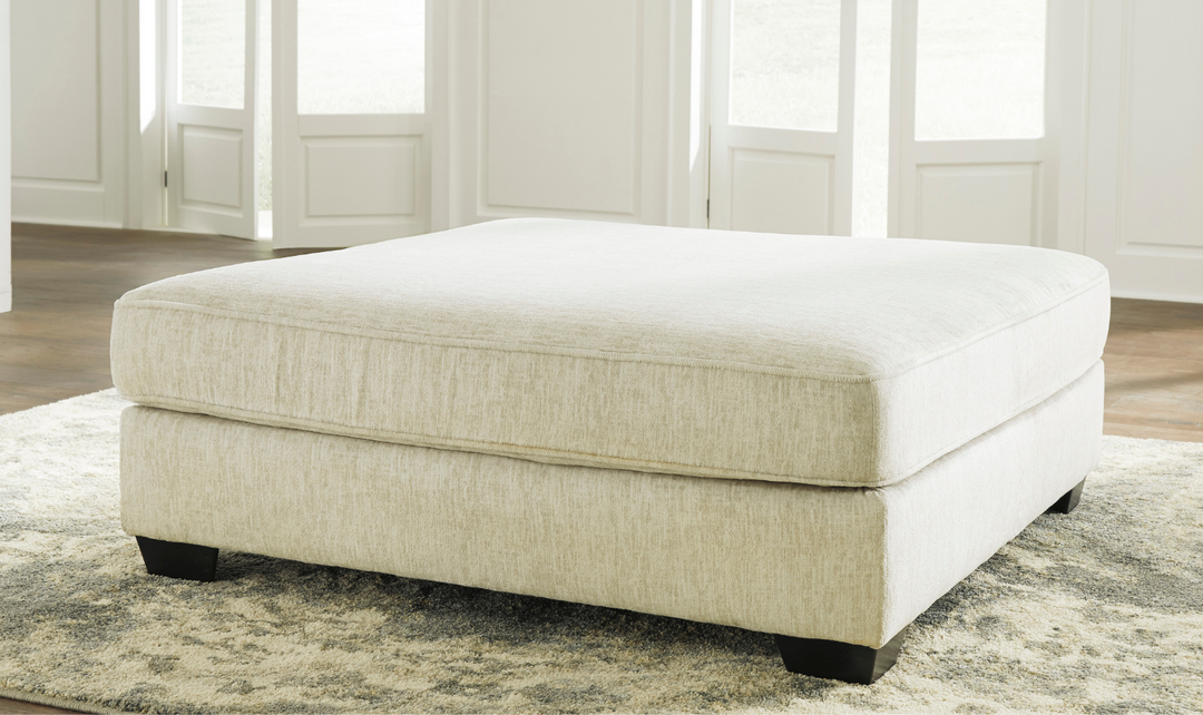 Modern Heritage Rawcliffe Parchment Fabric Oversized Ottoman