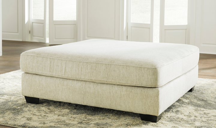 Modern Heritage Rawcliffe Parchment Fabric Oversized Ottoman