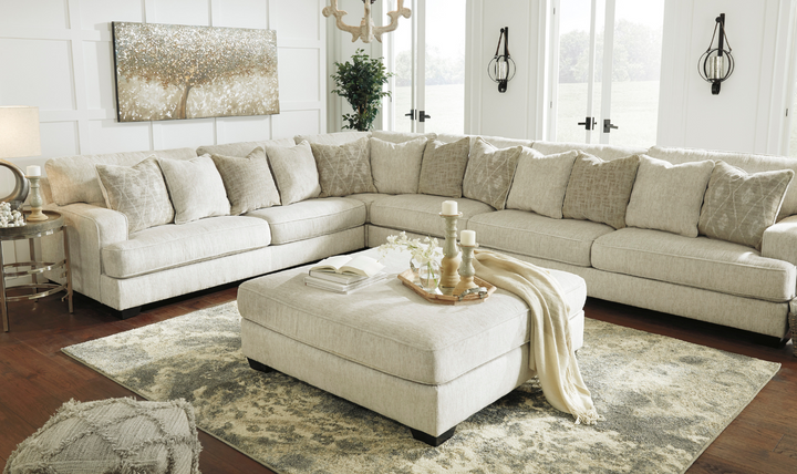 Modern Heritage Rawcliffe Parchment Fabric Oversized Ottoman