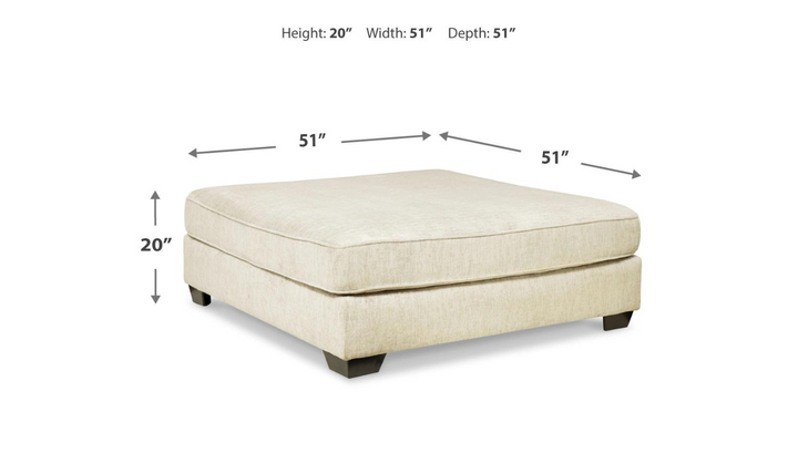 Modern Heritage Rawcliffe Parchment Fabric Oversized Ottoman