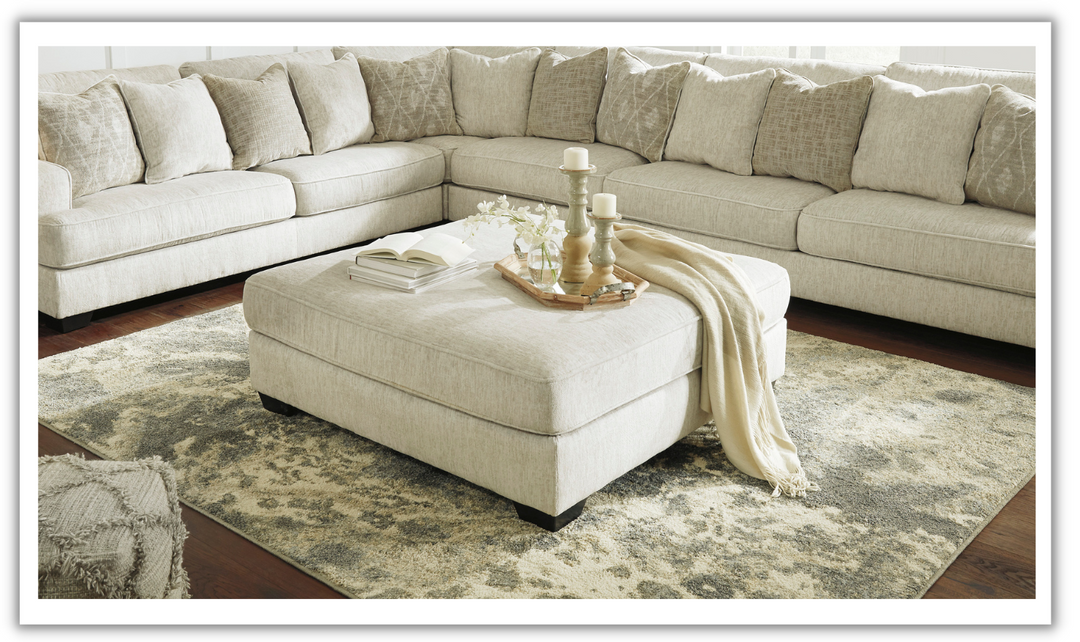 Modern Heritage Rawcliffe Parchment Fabric Oversized Ottoman