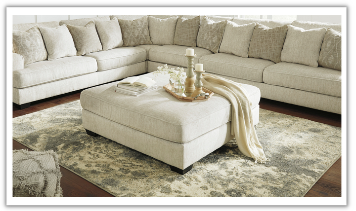 Modern Heritage Rawcliffe Parchment Fabric Oversized Ottoman