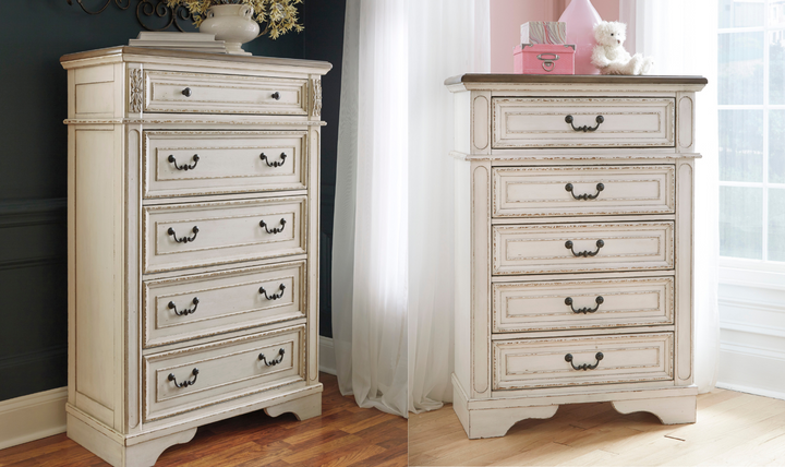 Modern Heritage Realyn 5 Drawer Wooden Chest in Ivory