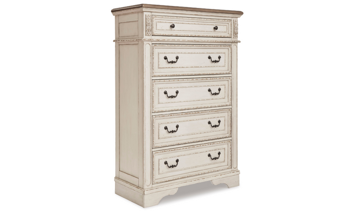 Modern Heritage Realyn 5 Drawer Wooden Chest in Ivory
