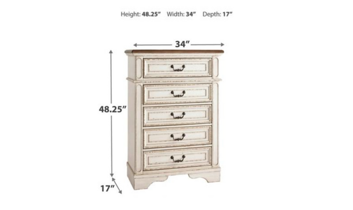 Modern Heritage Realyn 5 Drawer Wooden Chest in Ivory
