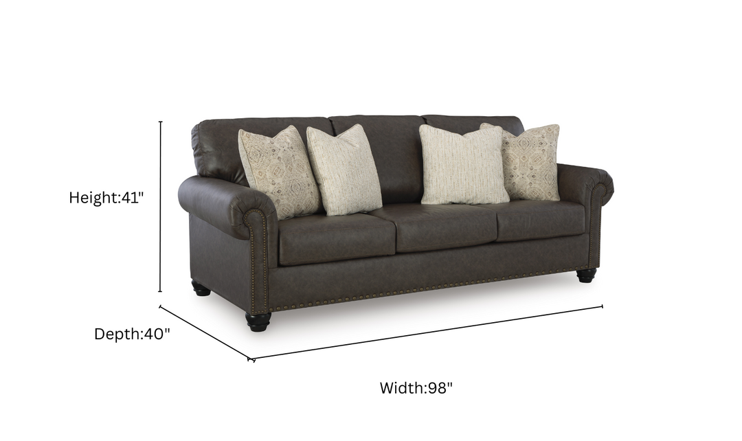 Modern Heritage Roxmere Umber Brown Sofa With Nailhead Trim