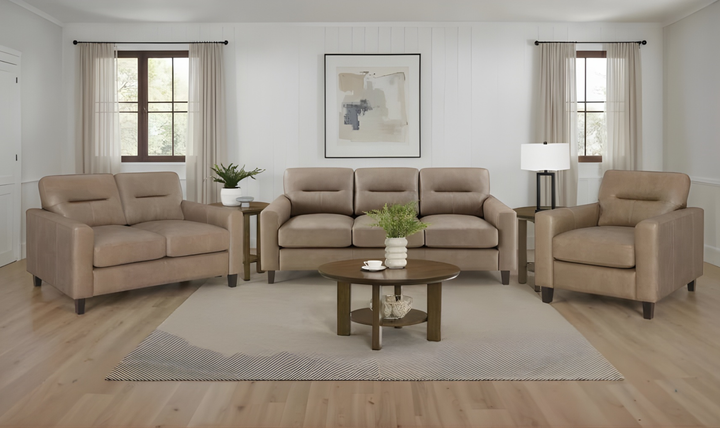 Modern Heritage Scotland Faux Leather 3-Seater Sofa With Track Arms