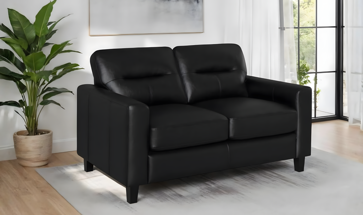 Modern Heritage Scotland Faux Leather Loveseat With Track Arms
