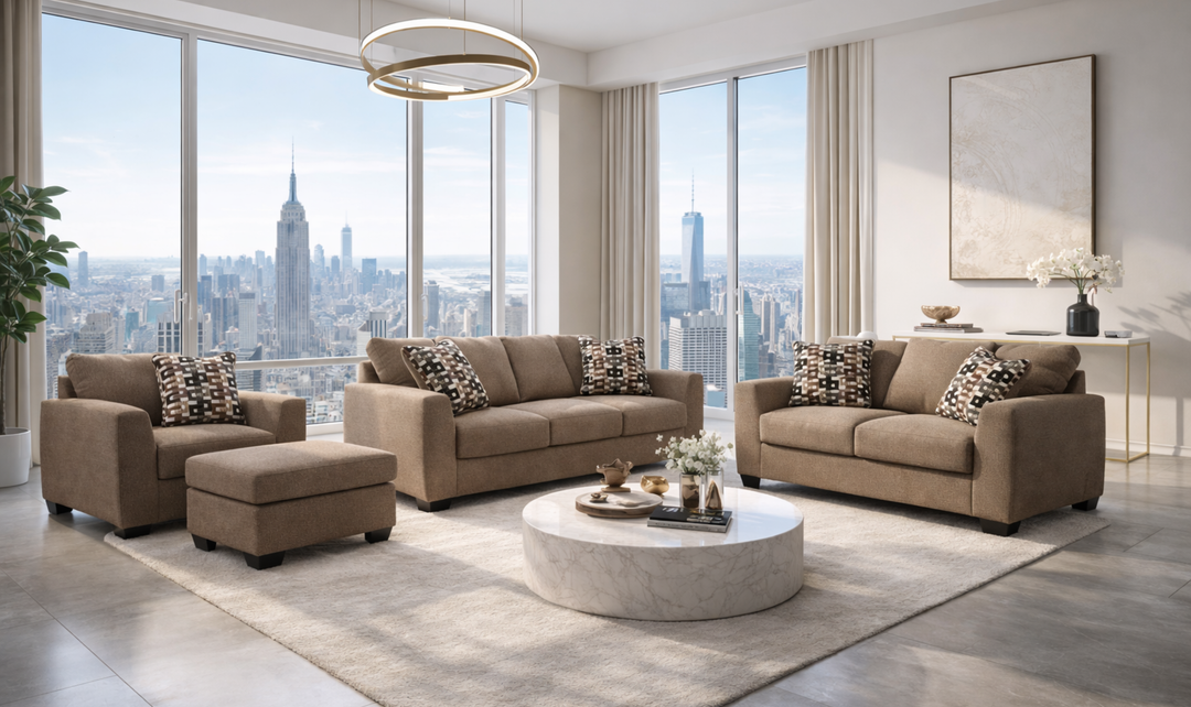 Modern Heritage Triston Peaks Fabric Living Room Set | Jennifer Furniture