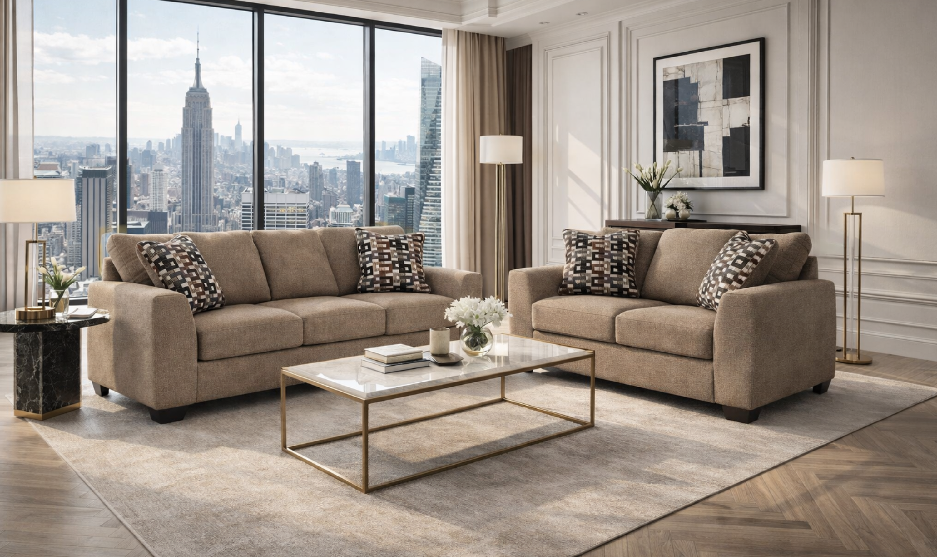 Modern Heritage Triston Peaks Fabric Living Room Set | Jennifer Furniture
