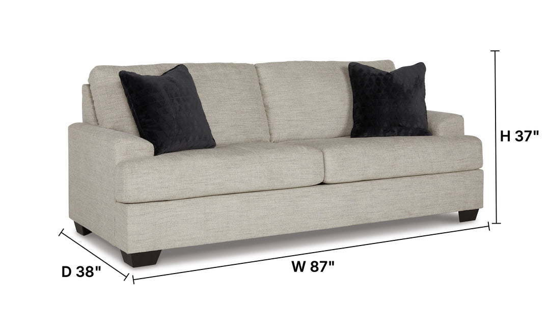Vayda 2-Seater Pebble Fabric Sofa With Fur Accent Pillows-Jennifer Furniture