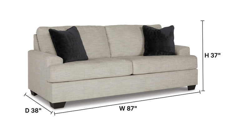Vayda 2-Seater Pebble Fabric Sofa With Fur Accent Pillows-Jennifer Furniture