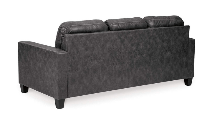 Modern Heritage Venaldi Gunmetal Leather Queen Sleeper Sofa Chaise