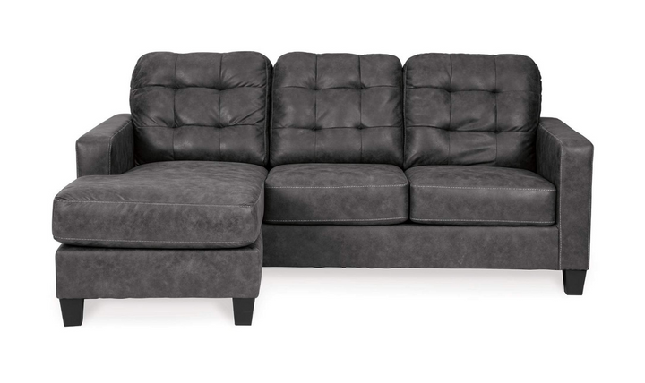 Modern Heritage Venaldi Gunmetal Leather Queen Sleeper Sofa Chaise