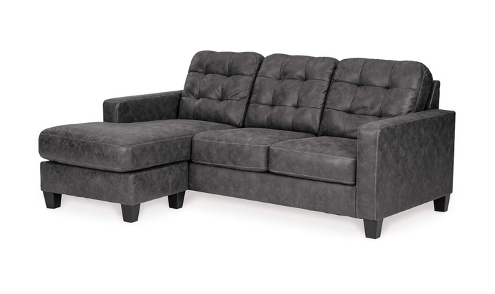 Modern Heritage Venaldi Gunmetal Leather Queen Sleeper Sofa Chaise