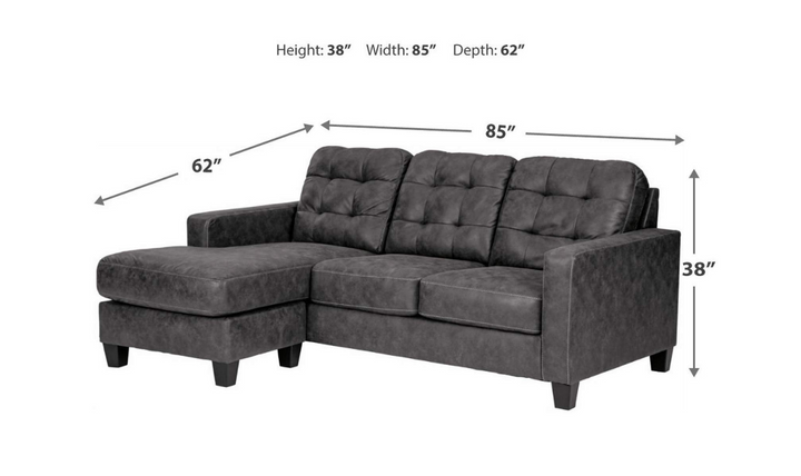 Modern Heritage Venaldi Gunmetal Leather Queen Sleeper Sofa Chaise