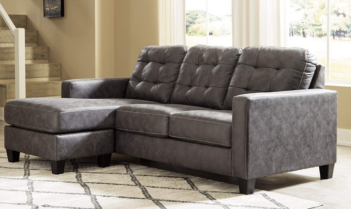Modern Heritage Venaldi Gunmetal Leather Queen Sleeper Sofa Chaise