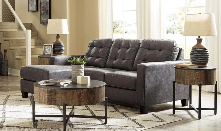 Modern Heritage Venaldi Gunmetal Leather Queen Sleeper Sofa Chaise