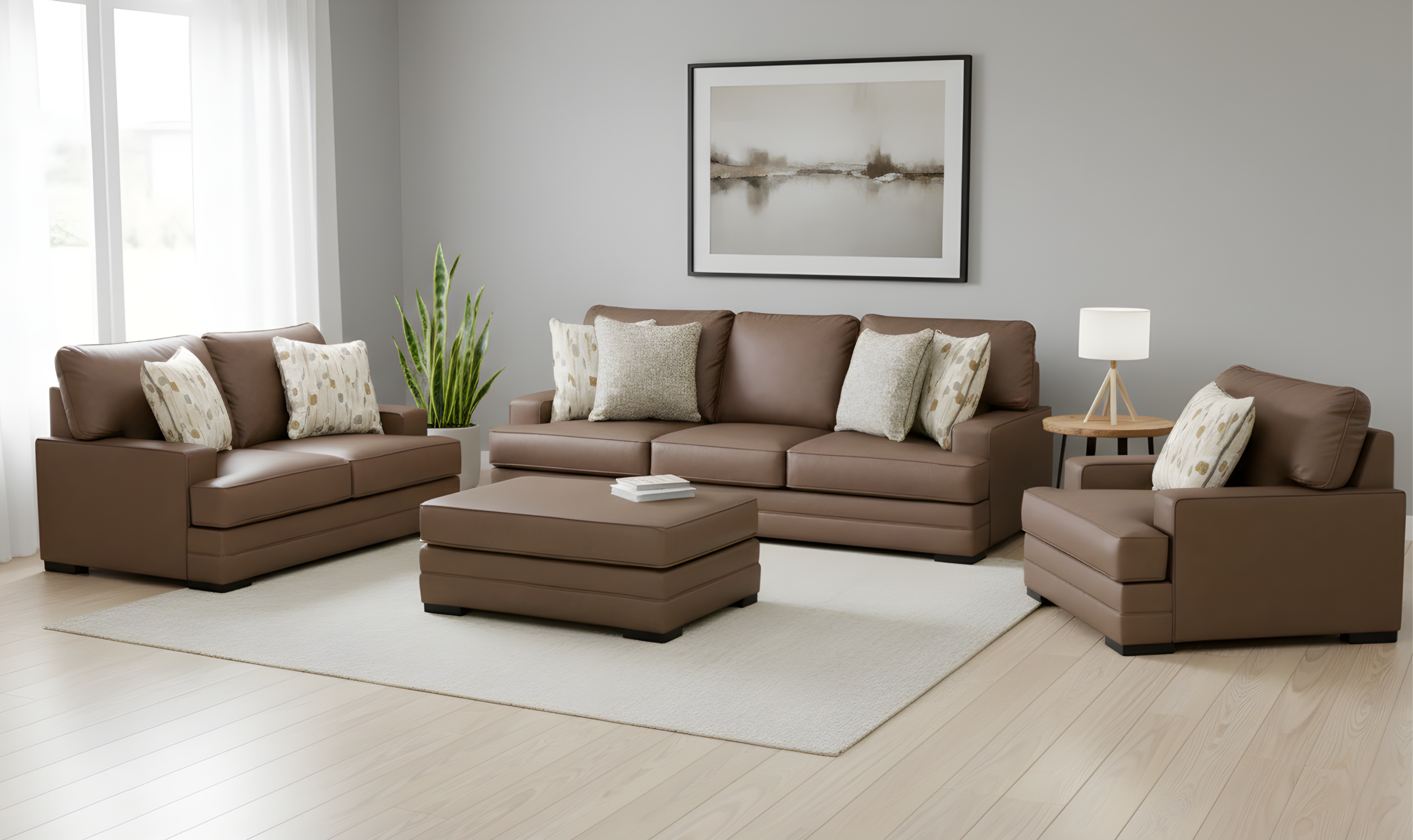 Modern Heritage VillaCourt Leather Living Room Set-jennifer