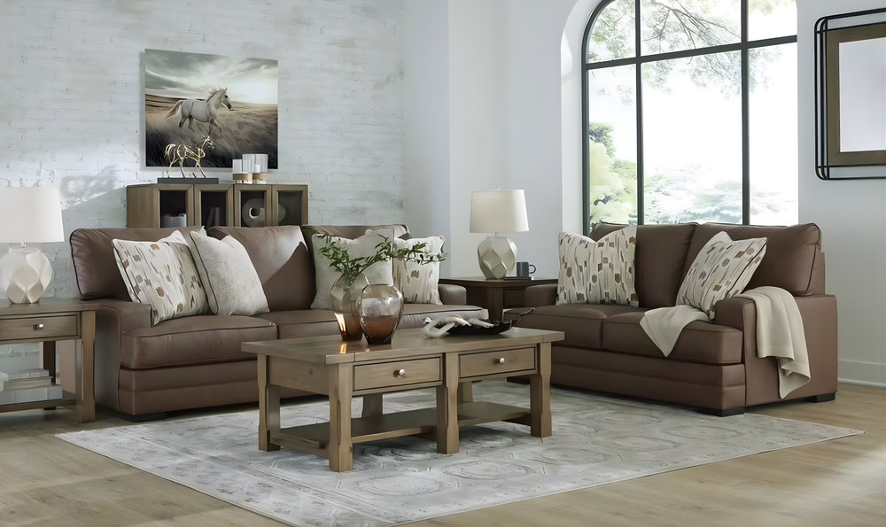 Modern Heritage VillaCourt Leather Loveseat-jennifer