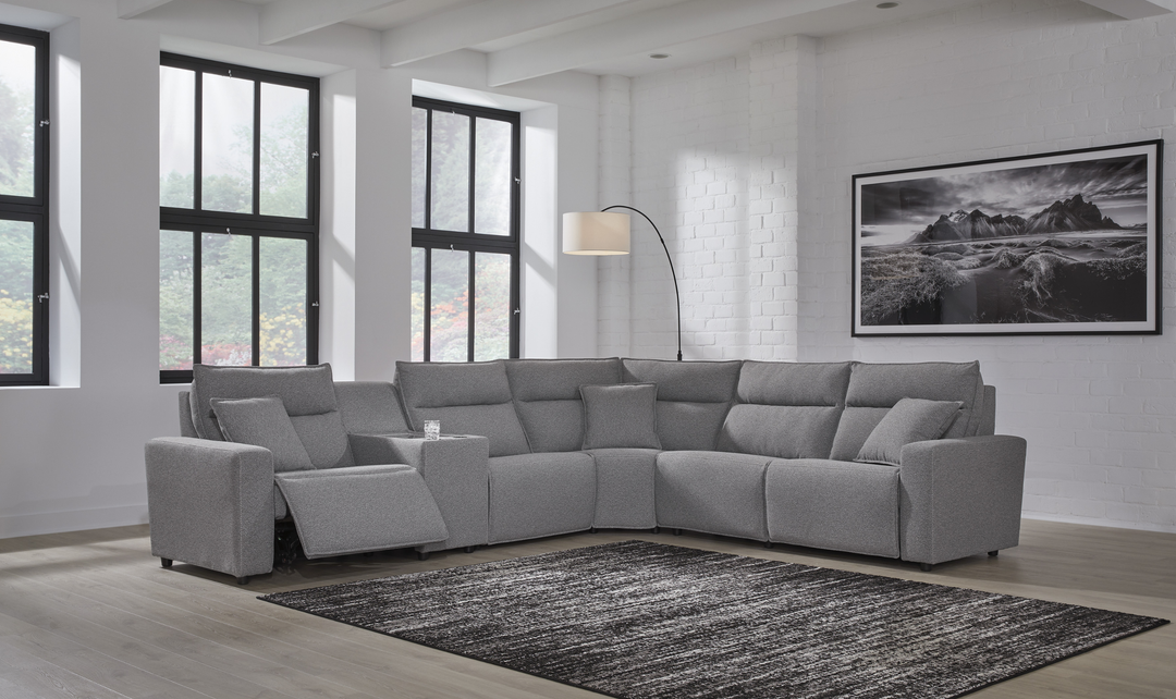 Modern Heritage Modmax II 6-Piece Reclining Sectional with Audio Console - Jennifer Furniture