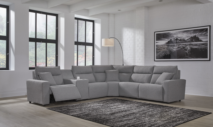 Modern Heritage Modmax II 6-Piece Reclining Sectional with Audio Console - Jennifer Furniture