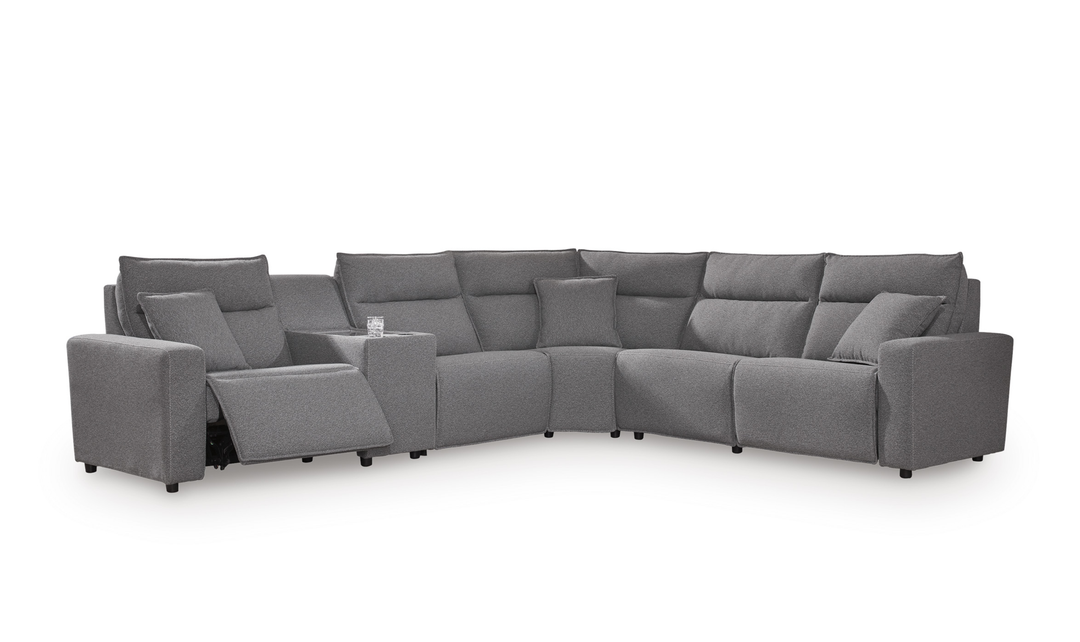 Modern Heritage Modmax II 6-Piece Reclining Sectional with Audio Console - Jennifer Furniture