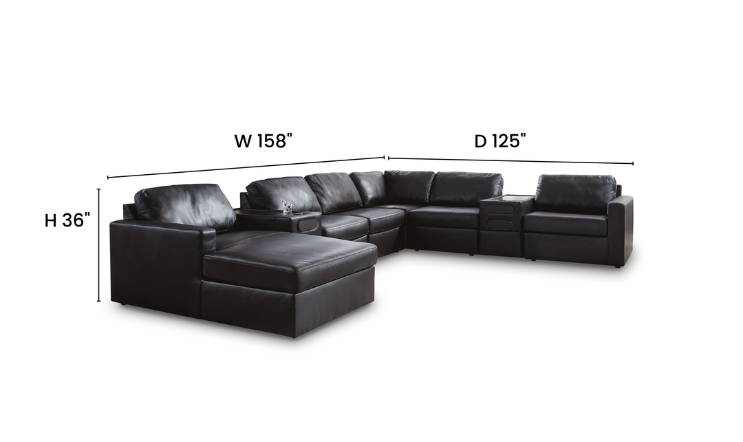 Modern Heritage Modmax II 8-Piece Sectional with Chaise and Storage Consoles - Jennifer Furniture