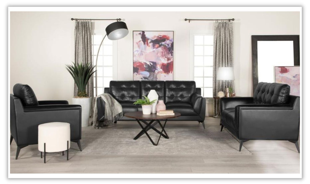 Moira Leather Living Room Set with Attached Cushions