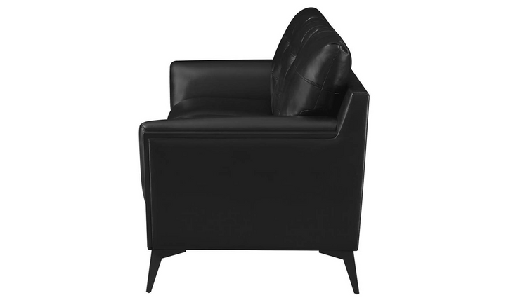 Coaster Furniture Moira 3-Seater Tufted Leather Sofa in Black