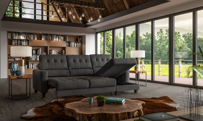 Luonto Noah L-Shaped Sectional Sofa Sleeper with Flip Function
