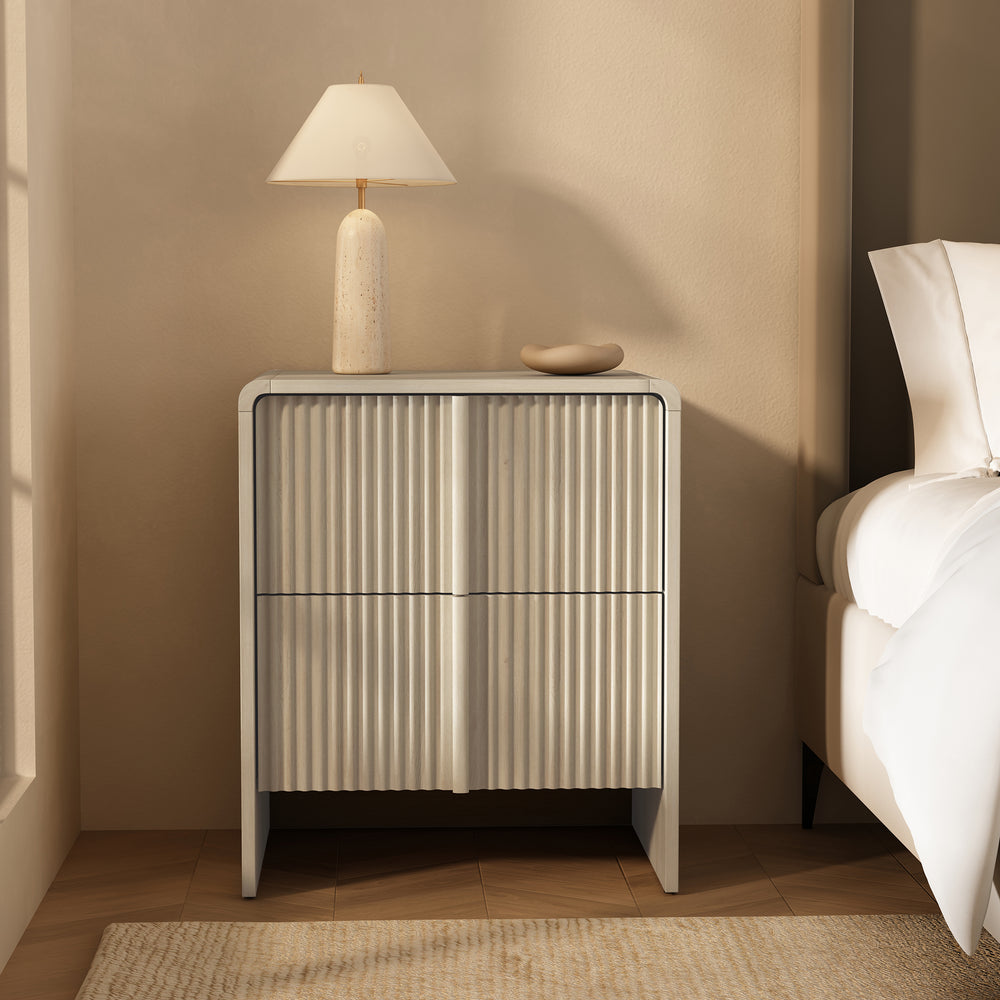 Novara 22" Nightstand in Whitewashed Oak (2-Drawer)