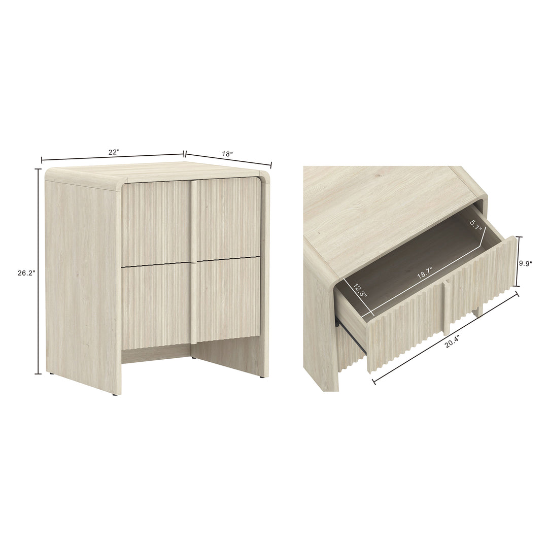Novara 22" Nightstand in Whitewashed Oak (2-Drawer)