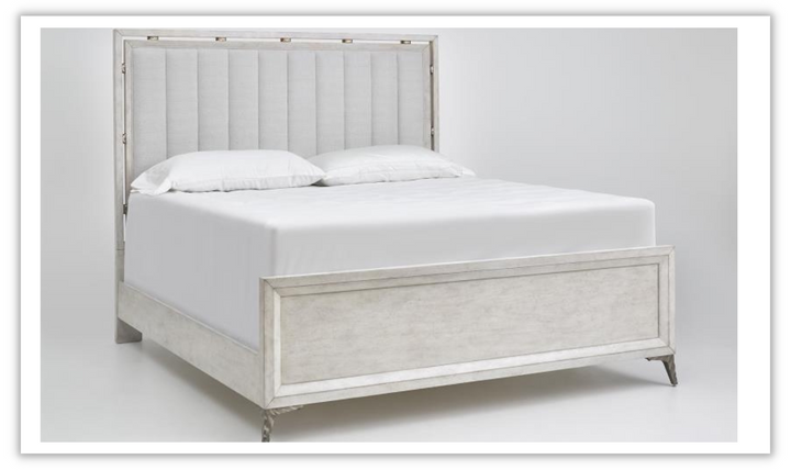 Magnussen Naples White Bed with Exposed Legs + Floor Protectors