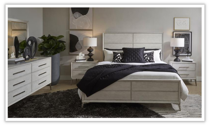 Magnussen Naples White Bed with Exposed Legs + Floor Protectors