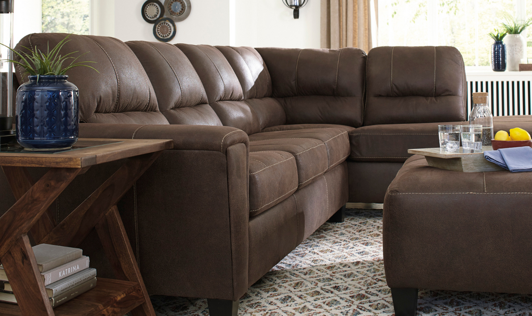 Navi L-Shaped Leather Sectional Sofa With Sleeper