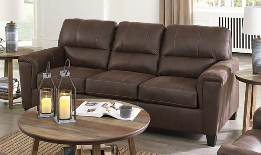 Modern Heritage Navi 3-Seater Faux Leather Sofa with Track Arms