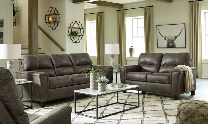 Modern Heritage Navi 3-Seater Faux Leather Sofa with Track Arms