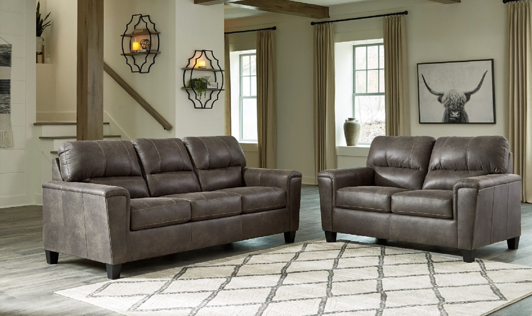 Modern Heritage Navi 3-Seater Faux Leather Sofa with Track Arms