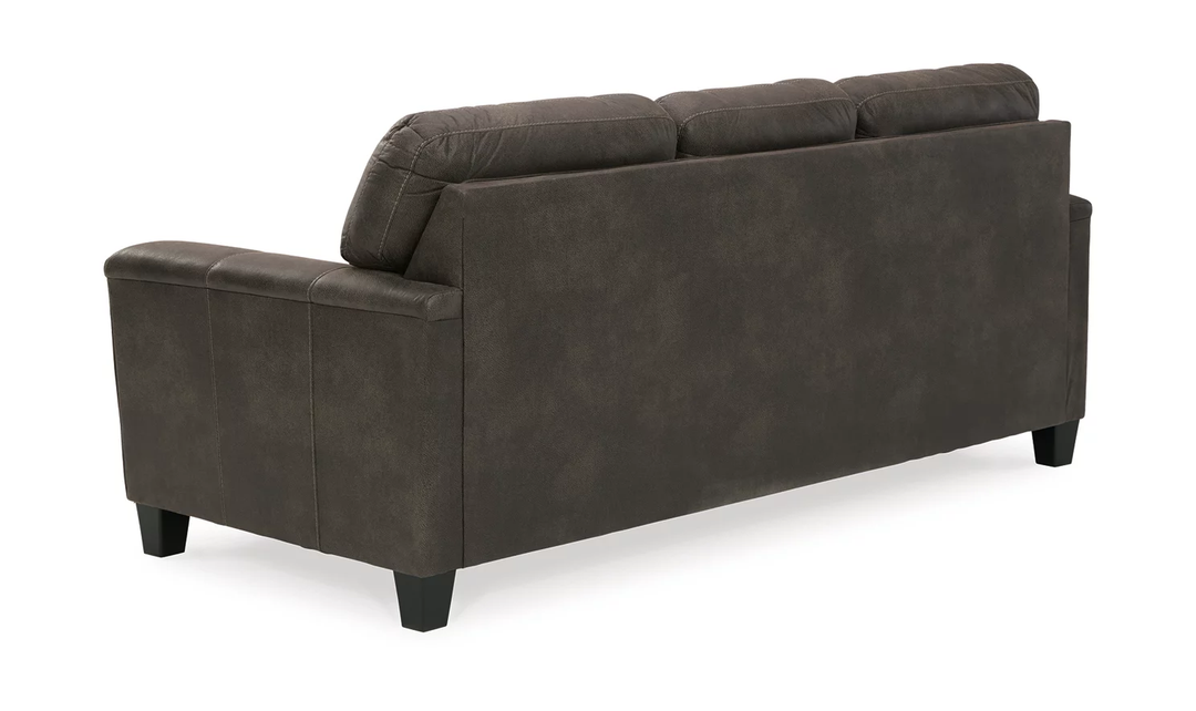 Modern Heritage Navi 3-Seater Faux Leather Sofa with Track Arms