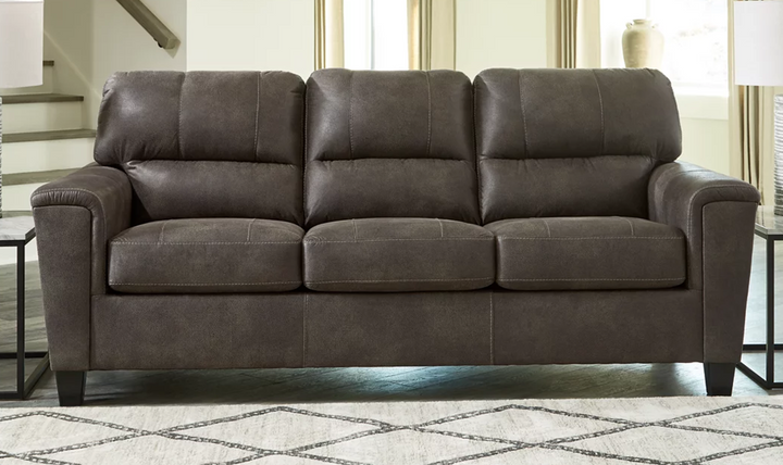 Modern Heritage Navi 3-Seater Faux Leather Sofa with Track Arms