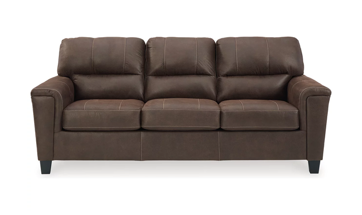 Modern Heritage Navi 3-Seater Faux Leather Sofa with Track Arms