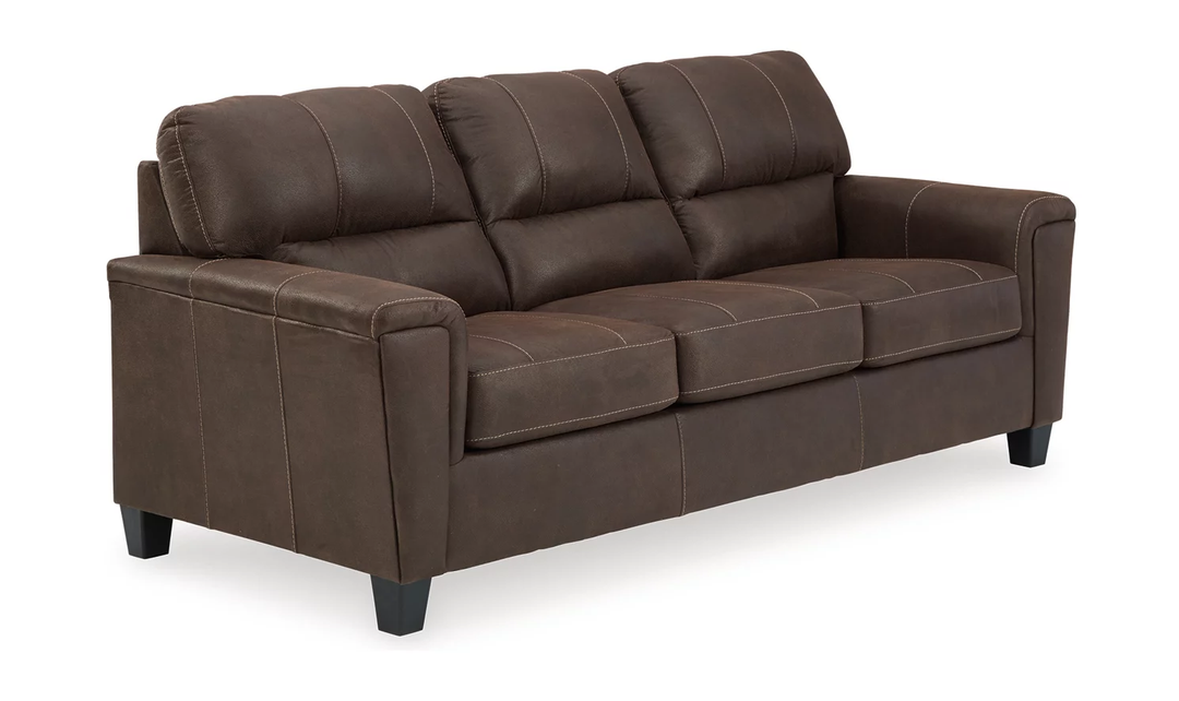 Modern Heritage Navi 3-Seater Faux Leather Sofa with Track Arms