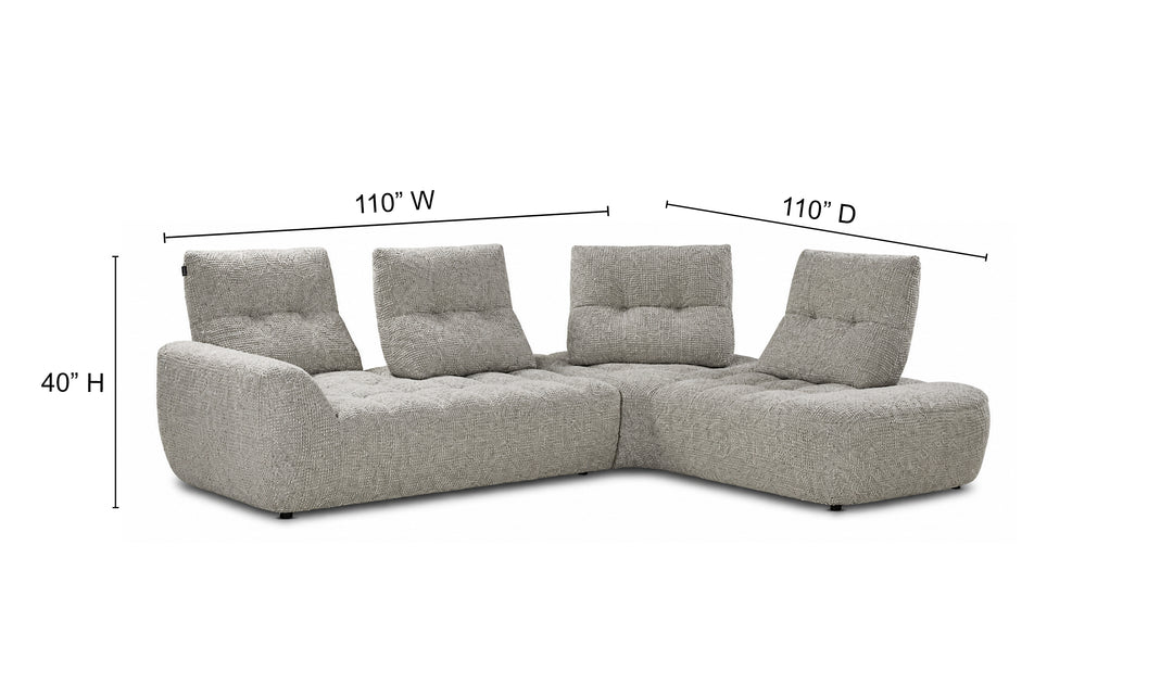 Nicoletti Italia Esprit Modular Fabric Sectional Sofa with Adjustable Backrests