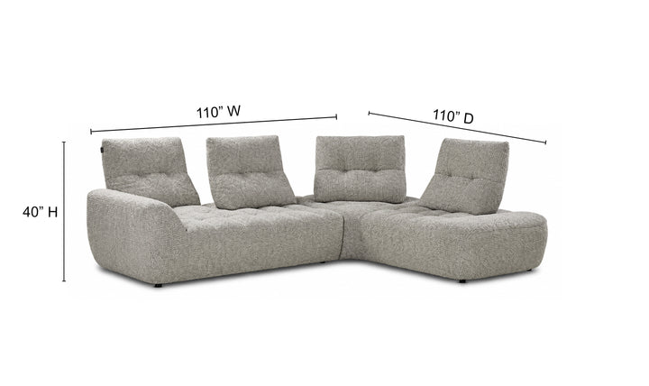 Nicoletti Italia Esprit Modular Fabric Sectional Sofa with Adjustable Backrests
